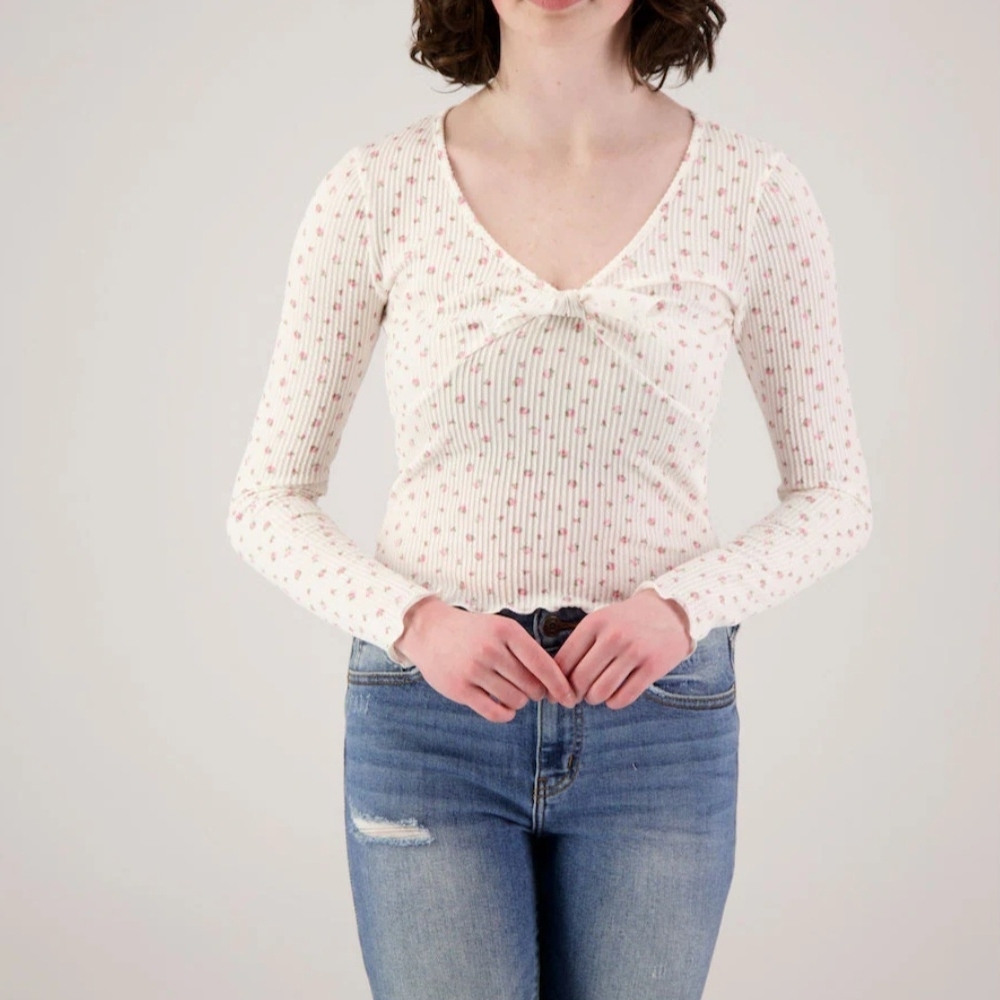 MOA MOA Ditsy Pink & Cream Floral Top (Juniors) XL cottagecore fairycore retro